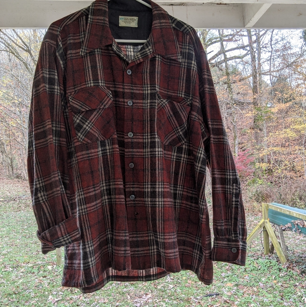 Vintage Wool button up plaid/flannel shirt